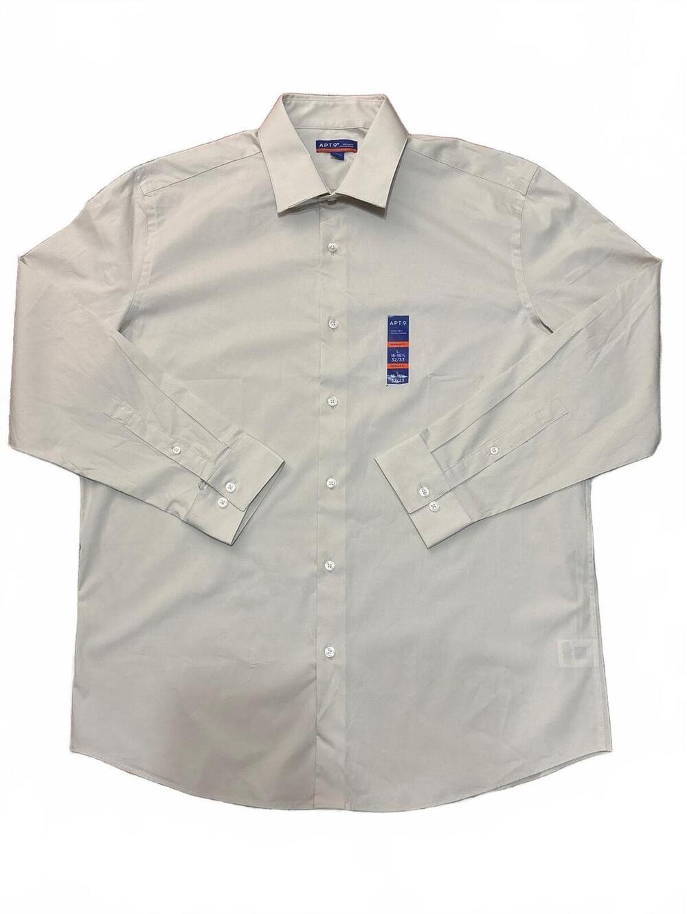 APT. 9 Men's Regular Fit Long Sleeve Dress Shirt Large 16-16.5 Neck 32/33 Sleeve